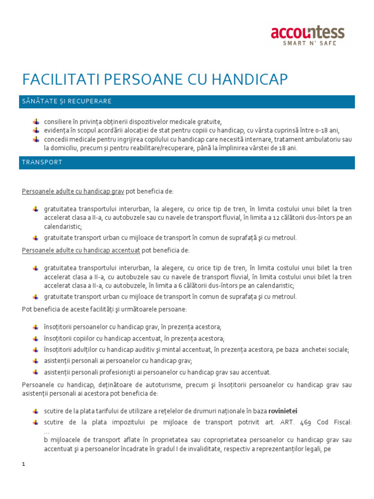 Facilitati Persoane Cu Handicap | PDF