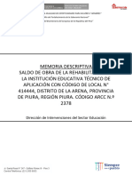 Memoria Descriptiva Saldo de Obra IE 200055 - COTAM-3