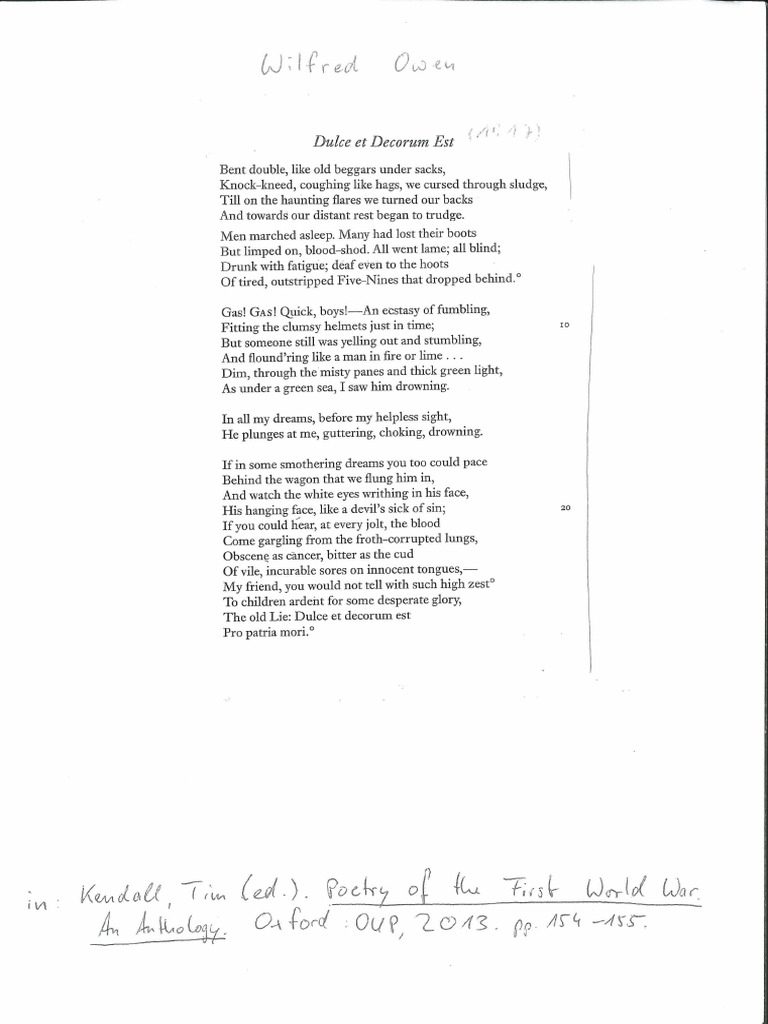 Owen+Wilfrid Dulce+et+decorum+est PDF