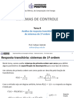 Aula SC - Tema 08 - Análise de Resposta Transitória - Sistemas de Primeira Ordem