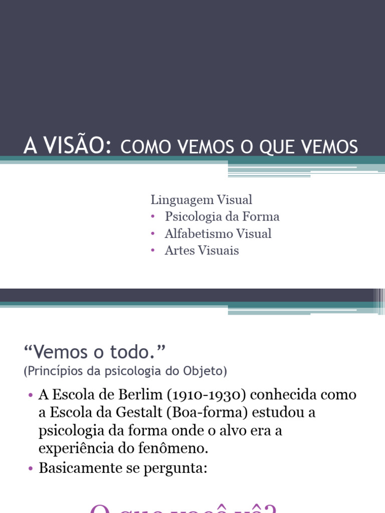 Aula1 Percepção Visual Pdf Psicologia Pensamento