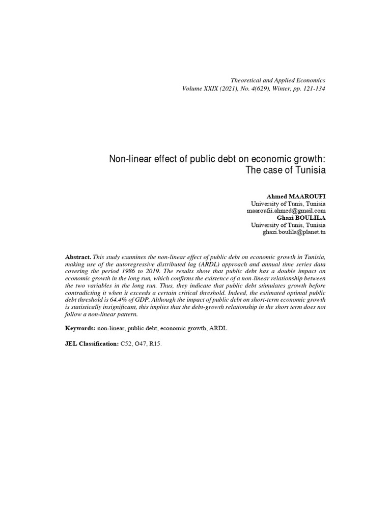 Non-linear Public Debt Impact on Tunisia's Growth | PDF | Economic ...