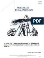 Relatório de Sondagem À Percussão: - Construtora Bahiana de Saneamento Iguaí Ba