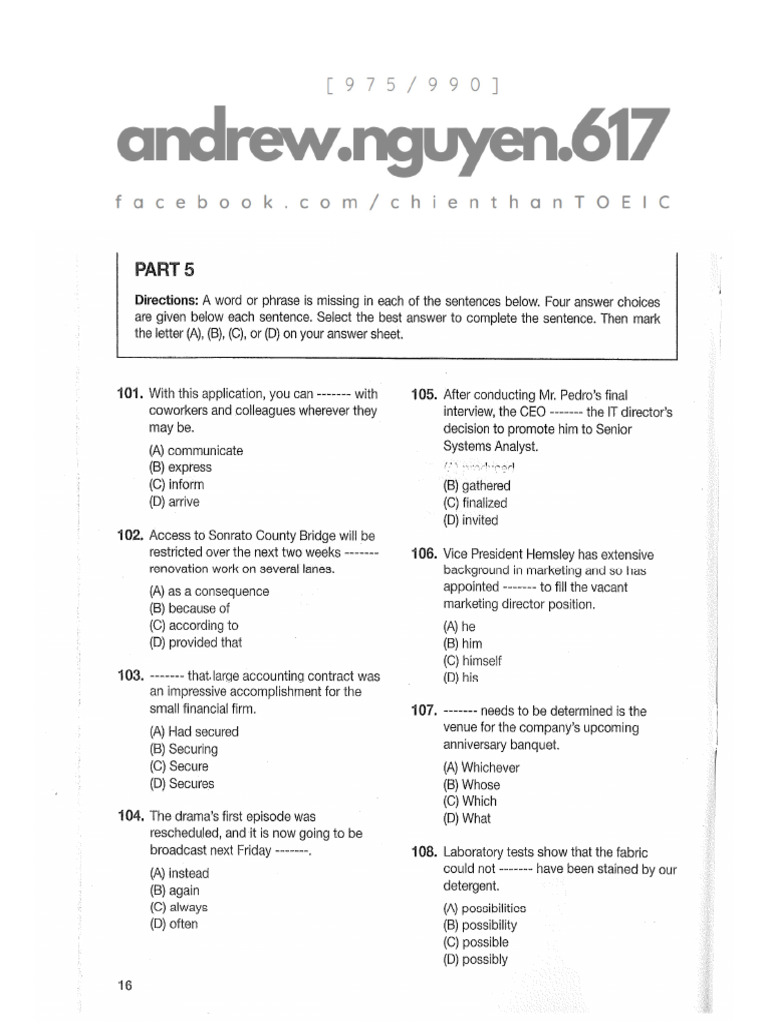 (650+) Toeic Reading Forecast Test 112023 PDF