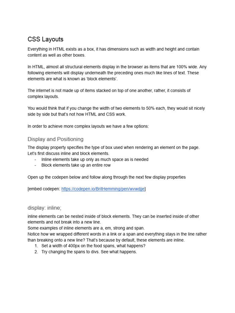 Notes - CSS Layouts | PDF