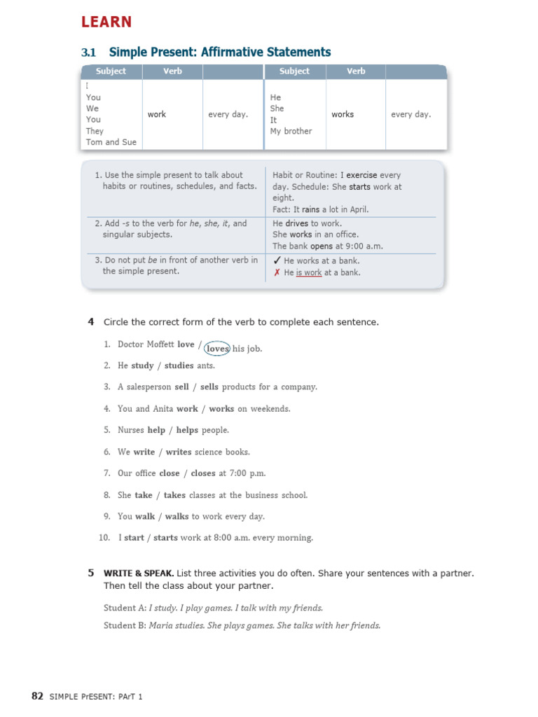 Simple Present Tense: Rules and Exercises | PDF | Object (Grammar ...
