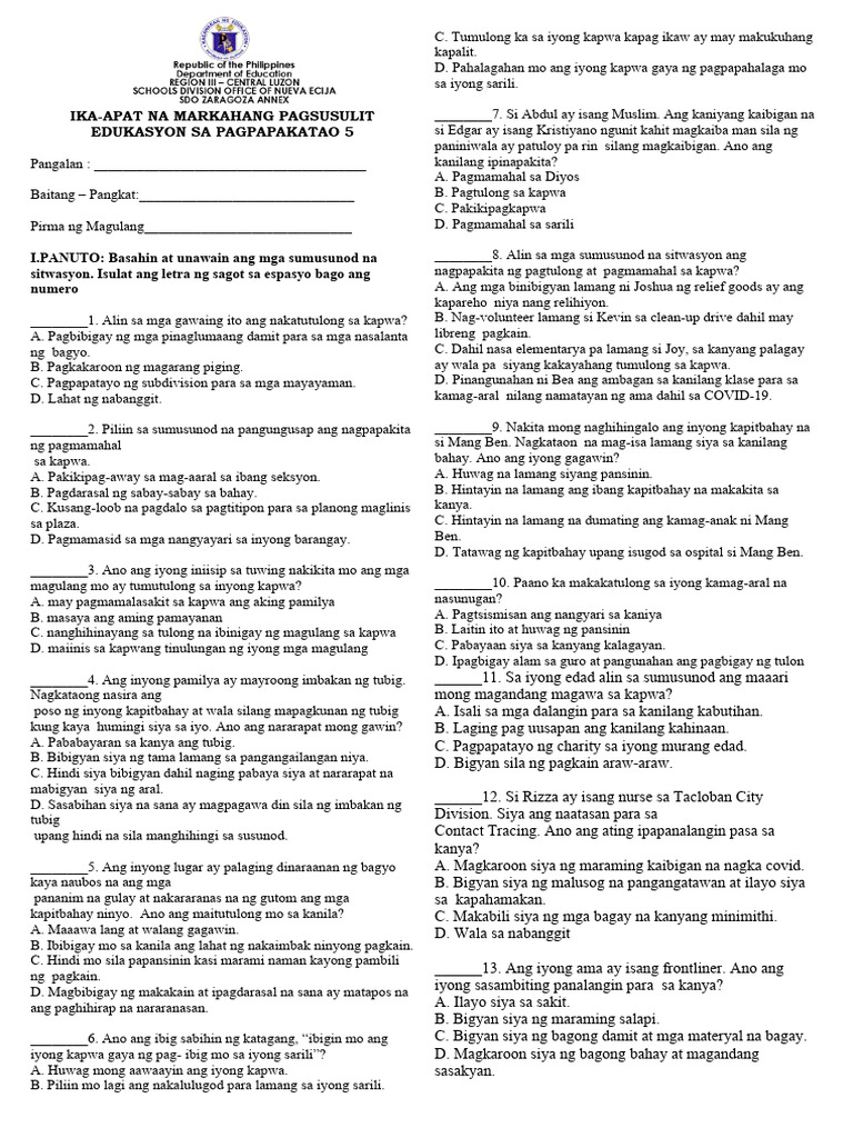 PT - Esp 5 - Q4 | PDF