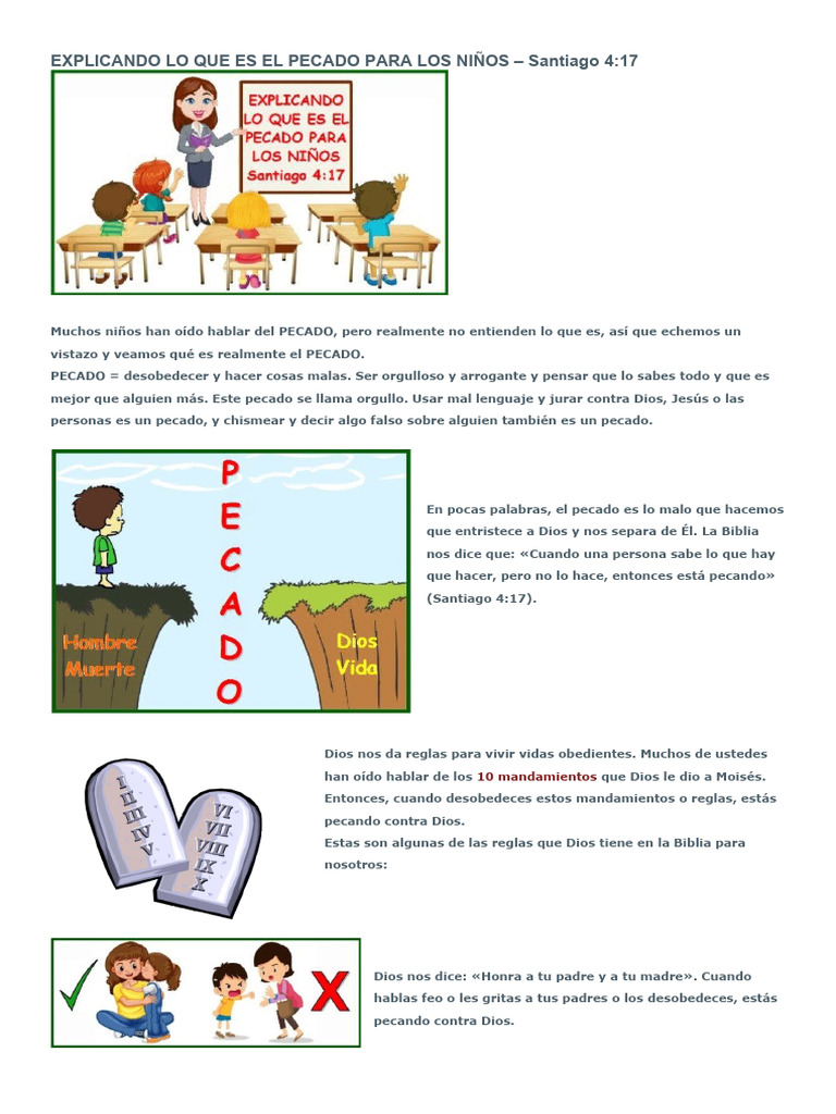 Entendiendo el Pecado para Niños | PDF