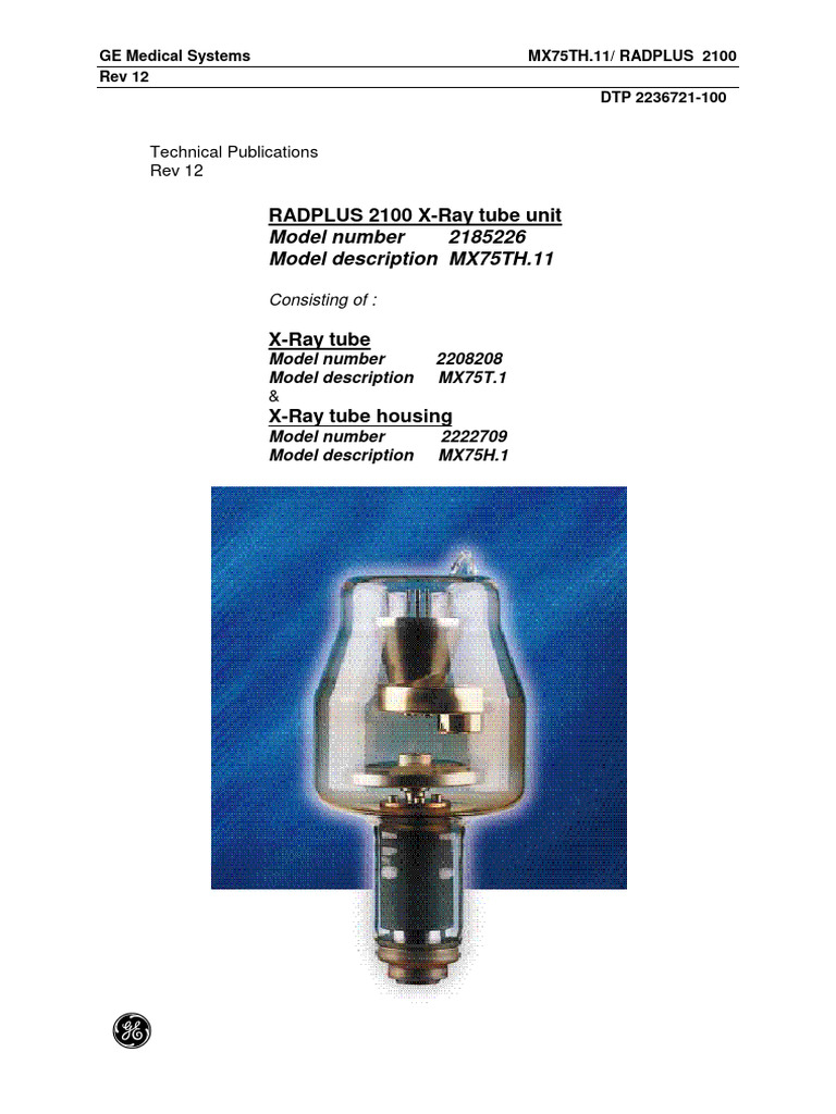 Radplus 2100 Xray Tube for Amx4+2185226 PDF Vacuum Tube X Ray