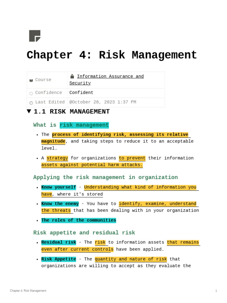 Ias Chapter 4 Risk Management Pdf Risk Risk Management