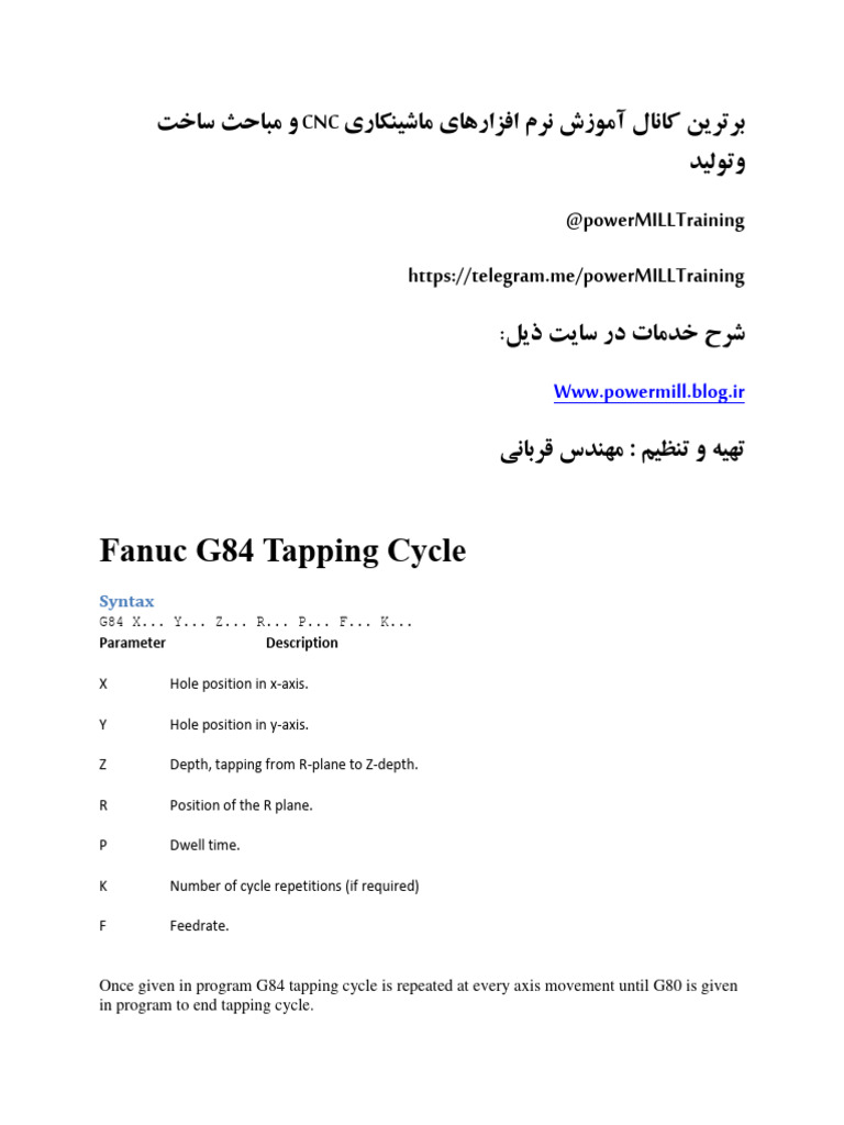 Fanuc G84 Tapping Cycle PDF