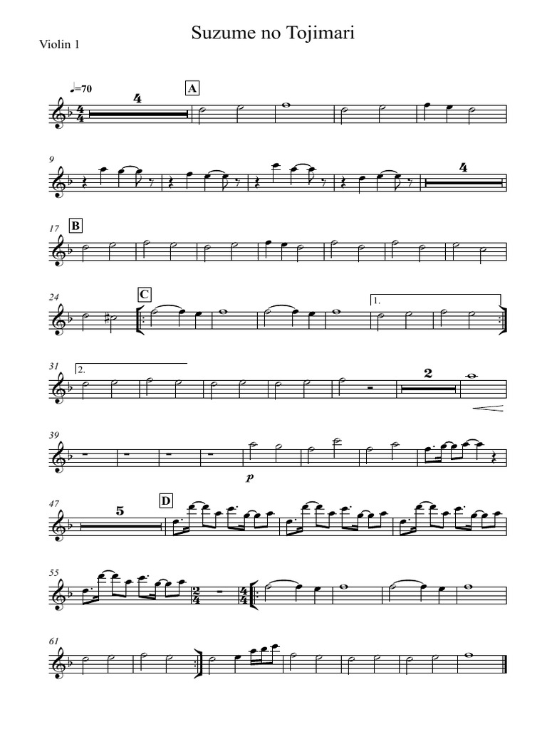 Suzume - Violin 1 | PDF