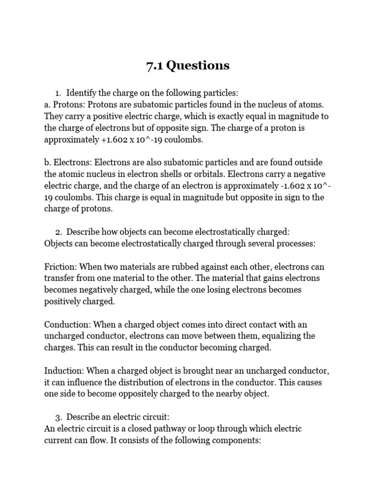 Science questions pdf electric charge p n junction