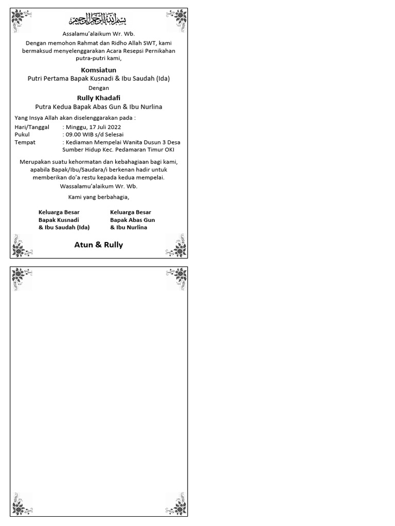 Undangan TONJOKAN | PDF