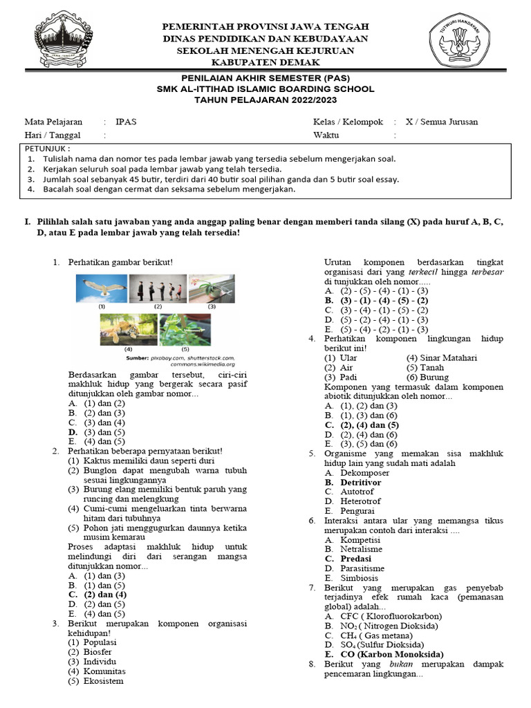 PAS IPAS SMK Al-Ittihad 2022/2023 | PDF