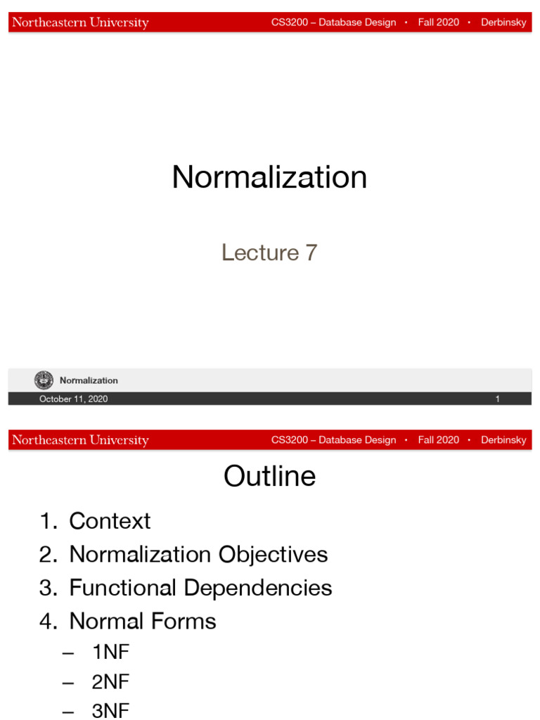 Database Normalization in CS3200 | PDF | Relational Model | Relational ...