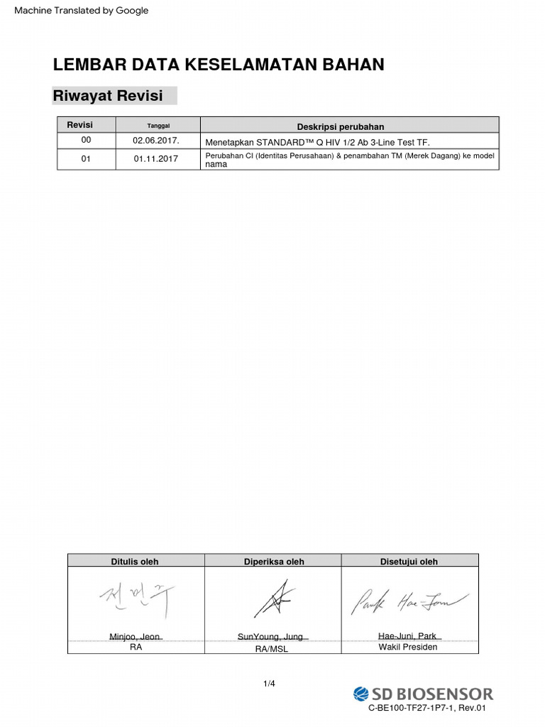 (MSDS) STANDARDóÔ Q HIV 1 2 Ab 3-Line Test Id | PDF