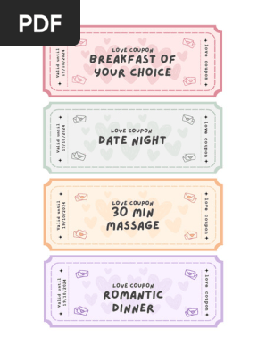Pink and Orange Cute Birthday Valentine Day Love Coupon