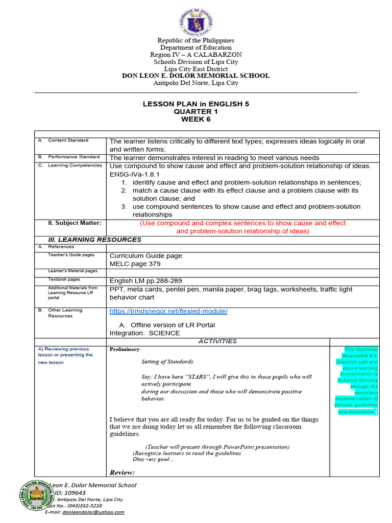 CotEnglish 1st Quarter PDF Learning Thought