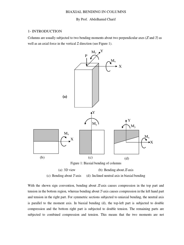 Biaxial Bending in Columns Bending Cartesian Coordinate System