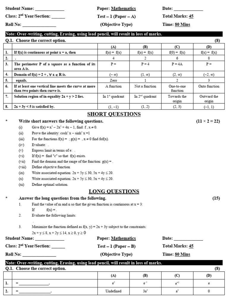 Maths tests pdf function mathematics mathematical analysis