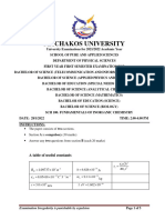 SCH 100 Fundamentals of Inorganic Chemistry