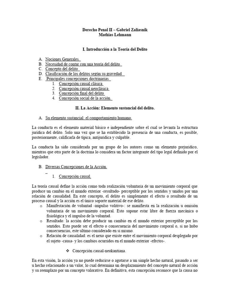 Teoría del Delito en Derecho Penal II | PDF
