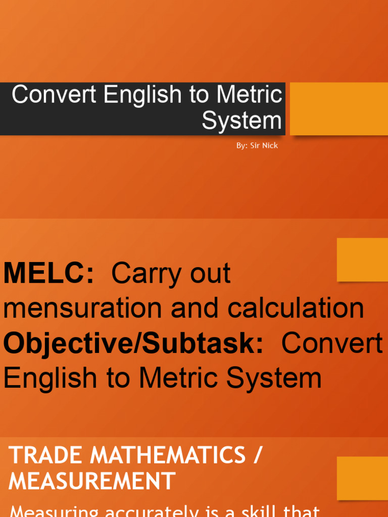 English to Metric Conversion Guide | PDF | Foot (Unit) | Measurement