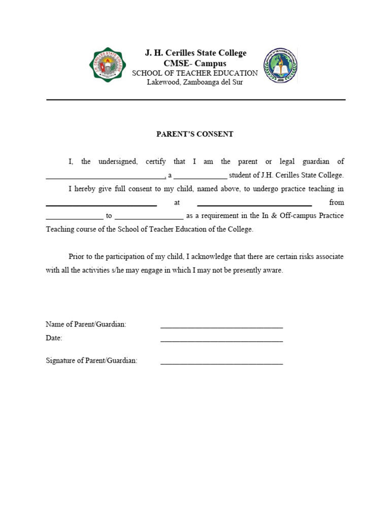 Parent Consent for Internship Practice | PDF | Career & Growth