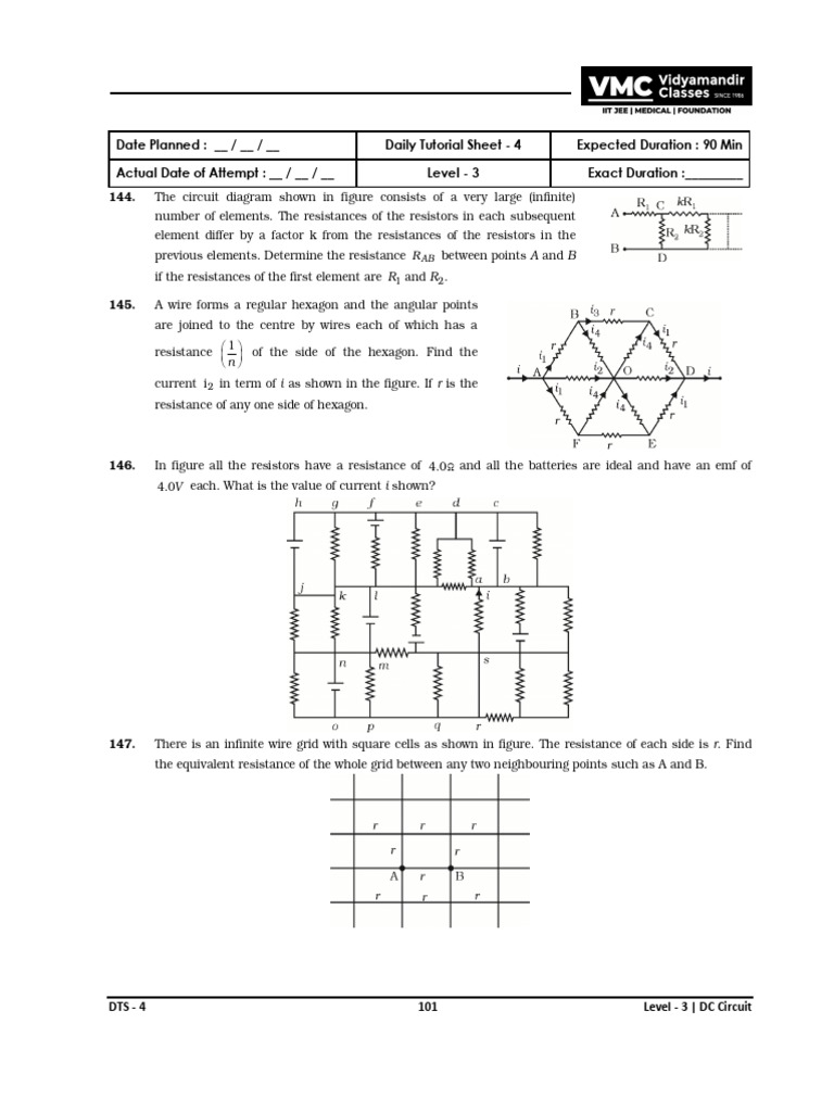 DC Circuit - Dts - 4 - Level - 3 | PDF | Electrical Resistance And ...
