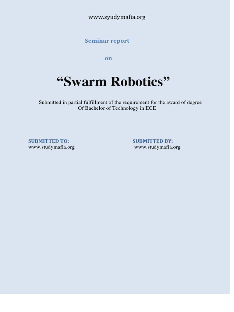 Swarm Robotics Pdf Pdf Robot Robotics