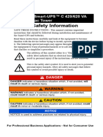 Important Safety Information: User Manual Smart-UPS™ C 420/620 VA 110/120/230 Vac Tower
