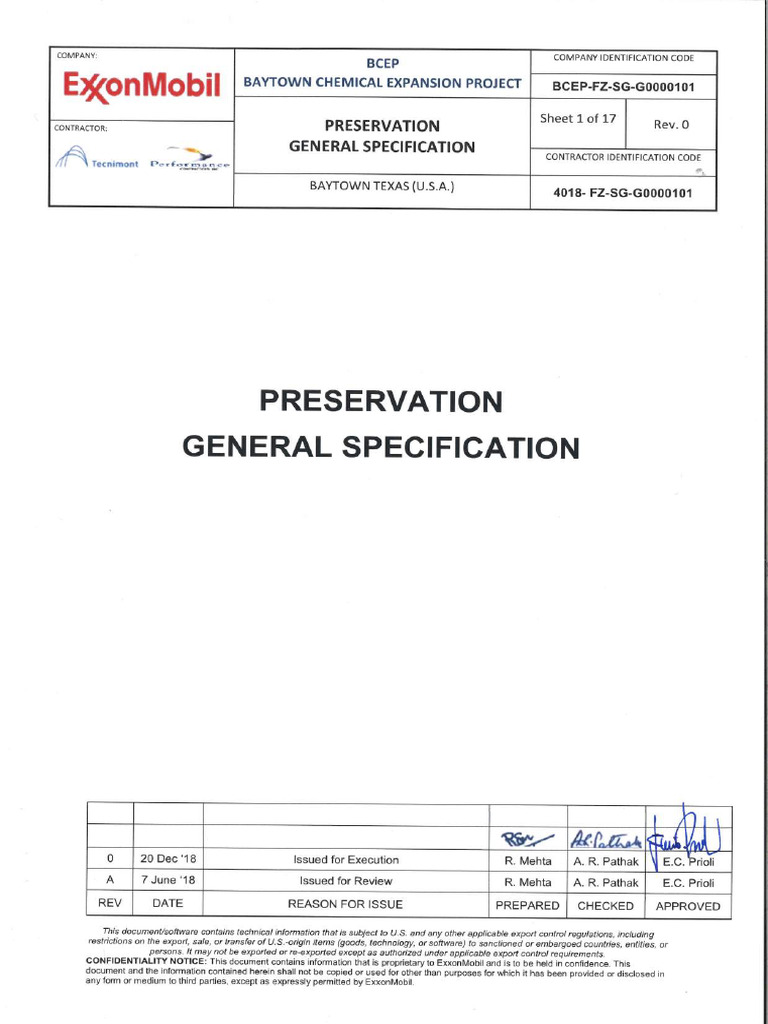 Baytown Chemical Project Preservation Guide | PDF | Internal Combustion ...