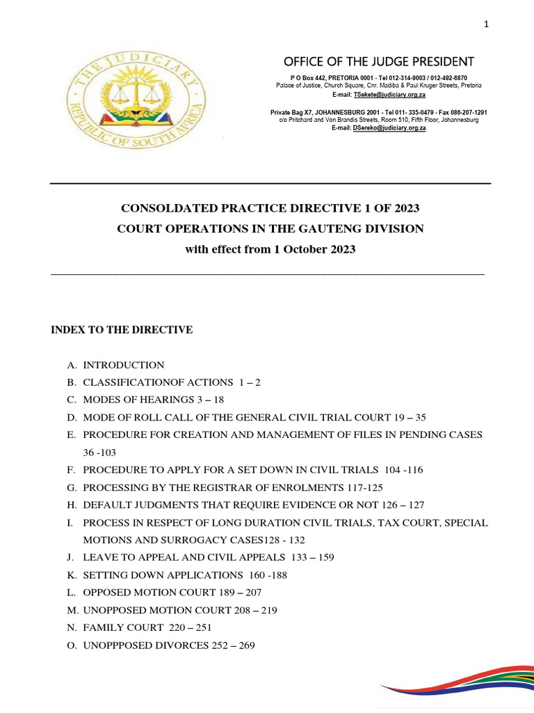 Gauteng Court Operations Directive 2023 | PDF | Witness | Lawsuit