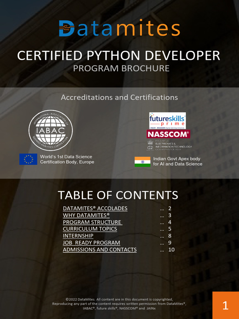 Datamites Certified Python Developer Brochure | PDF | Method (Computer ...