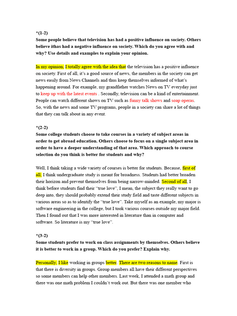 Speaking Task1 | PDF