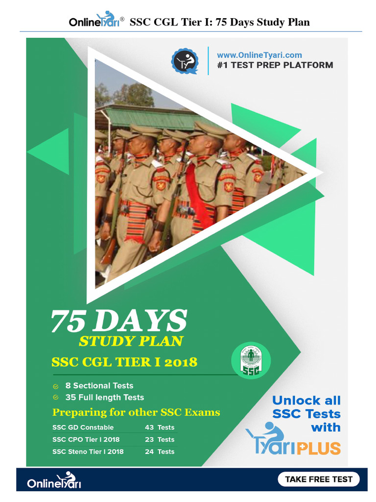 SSC CGL 75 Days Study Plan Guide | PDF | Trigonometry | Linguistics