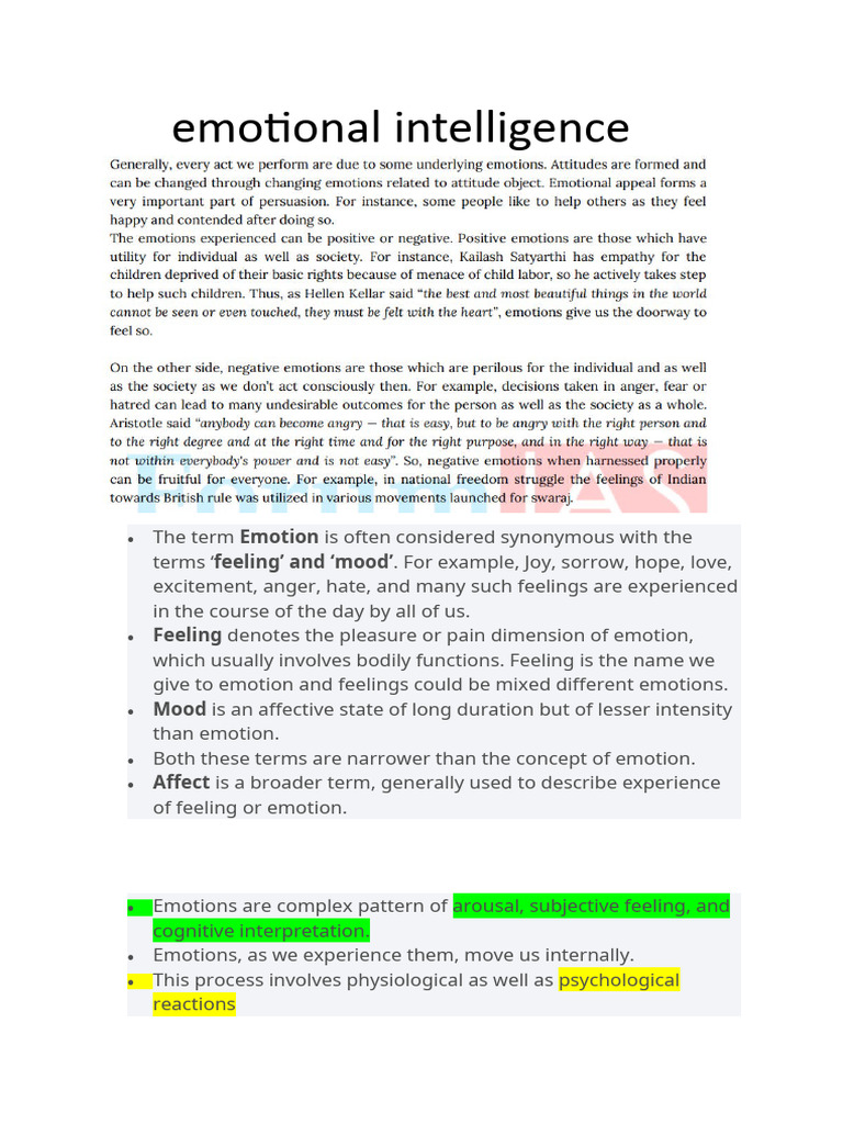 Understanding Emotional Intelligence | PDF