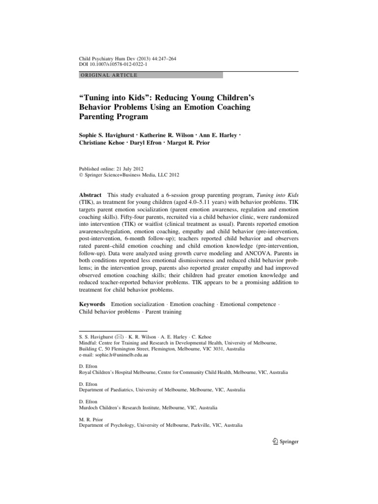Emotion Coaching for Child Behavior Issues | PDF | Wellness