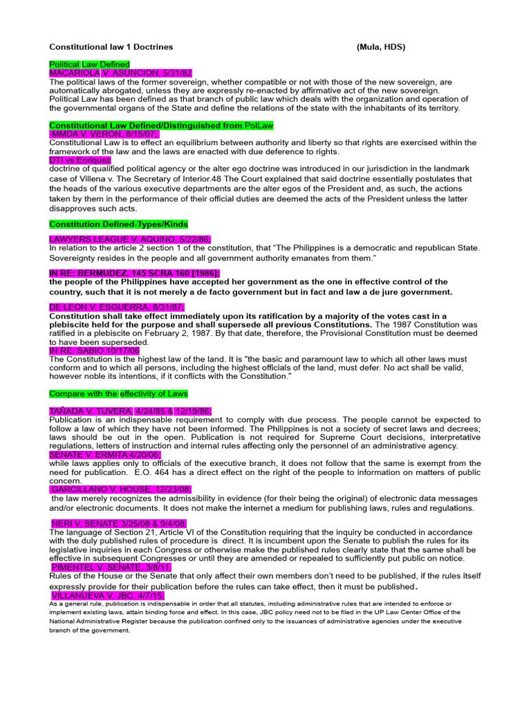 Doctrines Consti 1 1 PDF Jurisdiction Case Or Controversy Clause