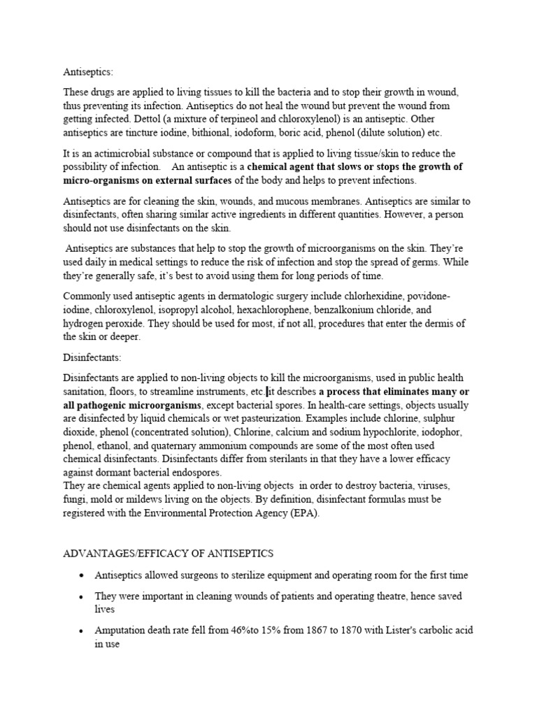 Aniseptics and Disinfectants PDF Disinfectant Surgery