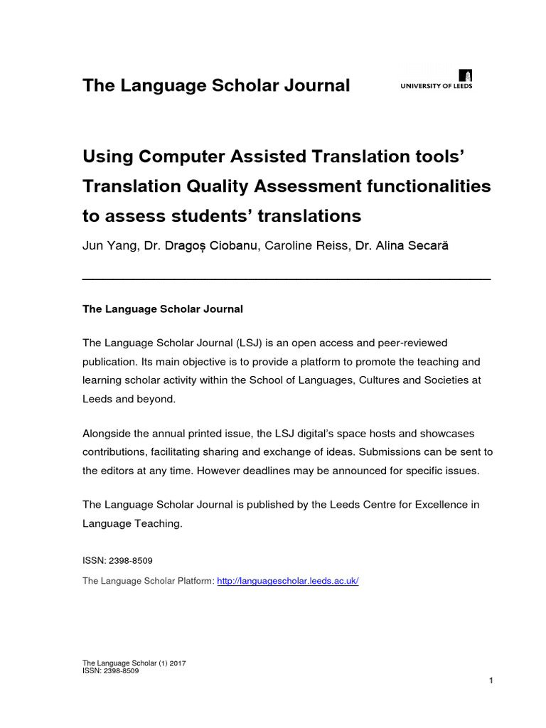 Using cat quality assessment function to assess st translations pdf
