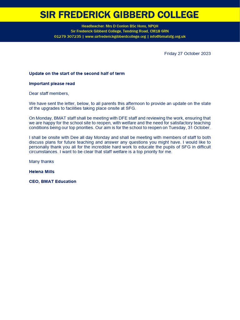 Statement To Staff | PDF