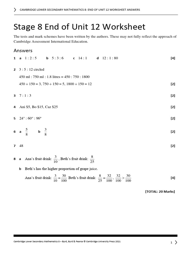 End Of Unit 12 Worksheet Answers Pdf