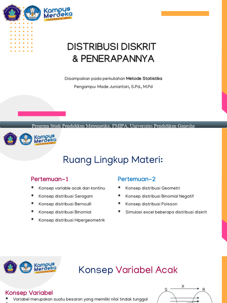 Distribusi Diskrit dalam Statistika Matematika | PDF | Metode & Bahan Ajar