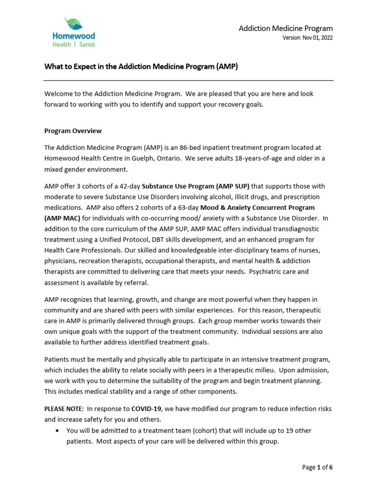 AMP Admission Orientation Booklet 2022.11.01 PDF Substance Use