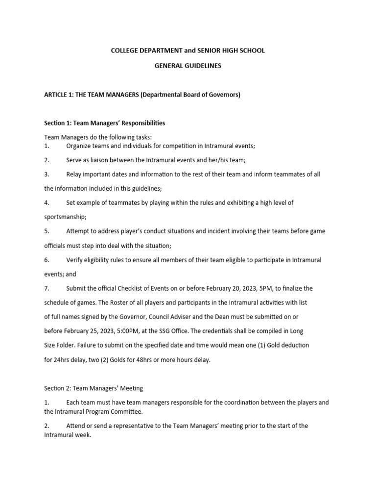 Final Rules and Regulation PDF Sports Rules And Regulations Leisure