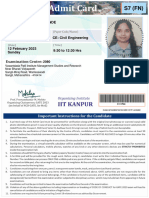 C111 F89 Admit Card