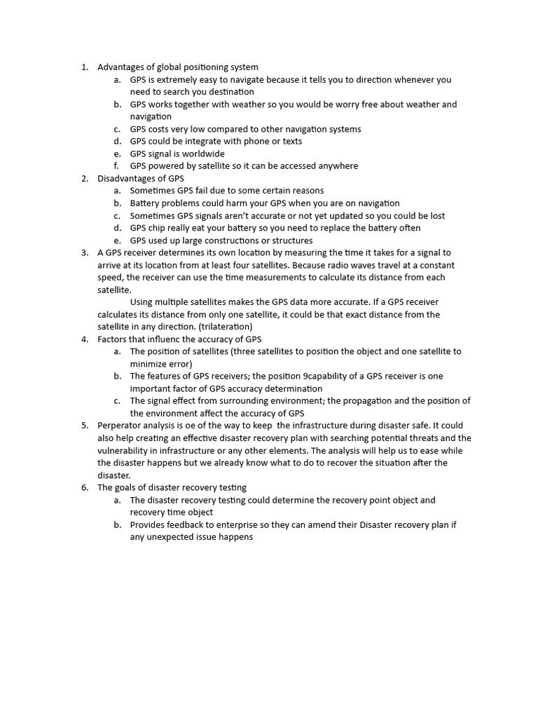 Advantages of Global Positioning System PDF Global Positioning