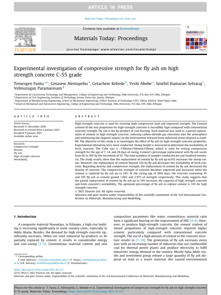 Fly Ash Impact on High Strength Concrete | PDF | Concrete | Fly Ash
